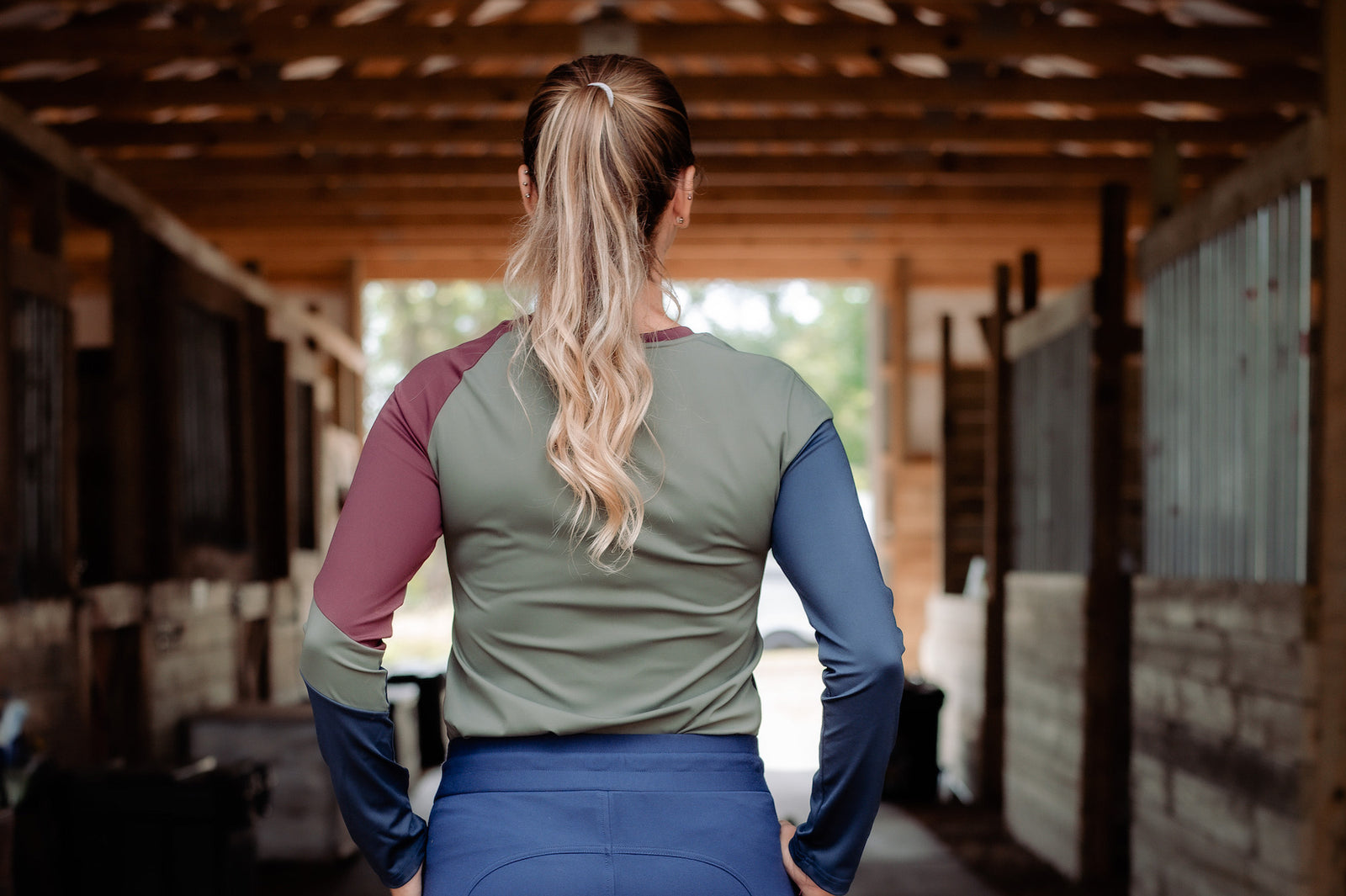 Color Block Long Sleeve - Navy/Olive/Burgundy