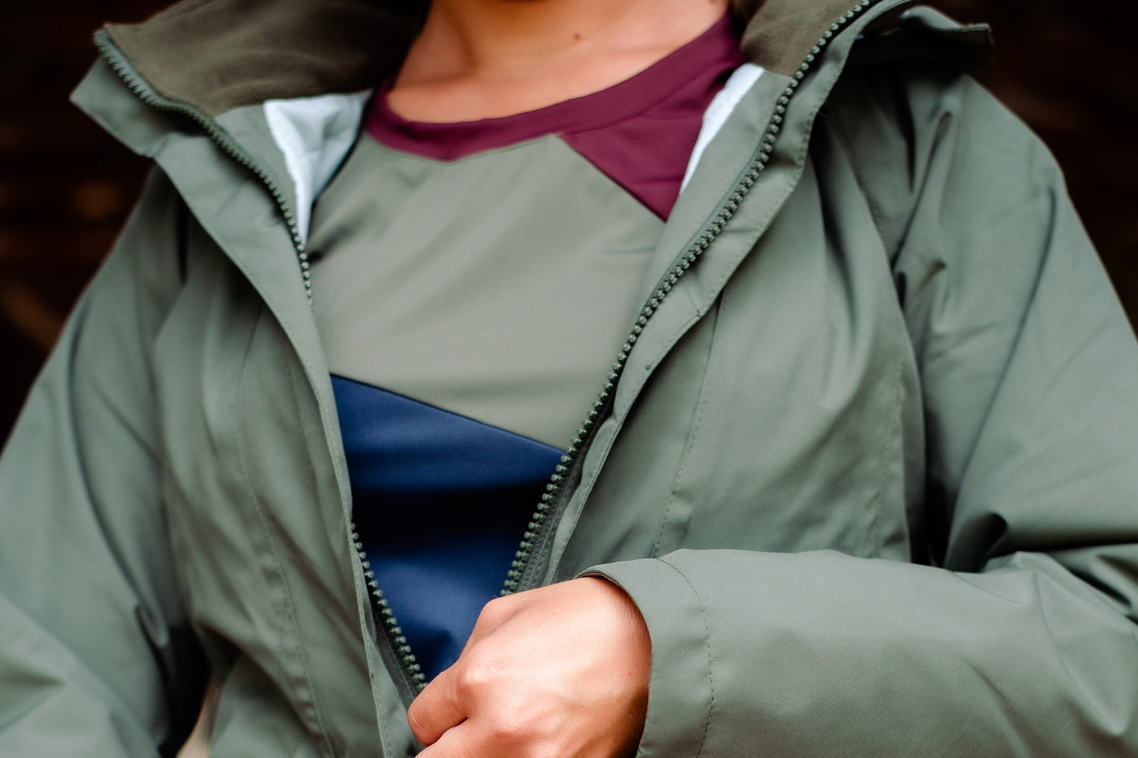 Color Block Long Sleeve - Navy/Olive/Burgundy