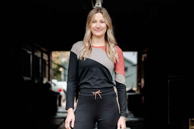 Color Block Long Sleeve - Black/Iron/Apple Butter